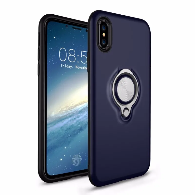 

Hard back plastic PC+Tpu Crystal Clear Hard Ring Holder Phone Case for iphone X, N/a