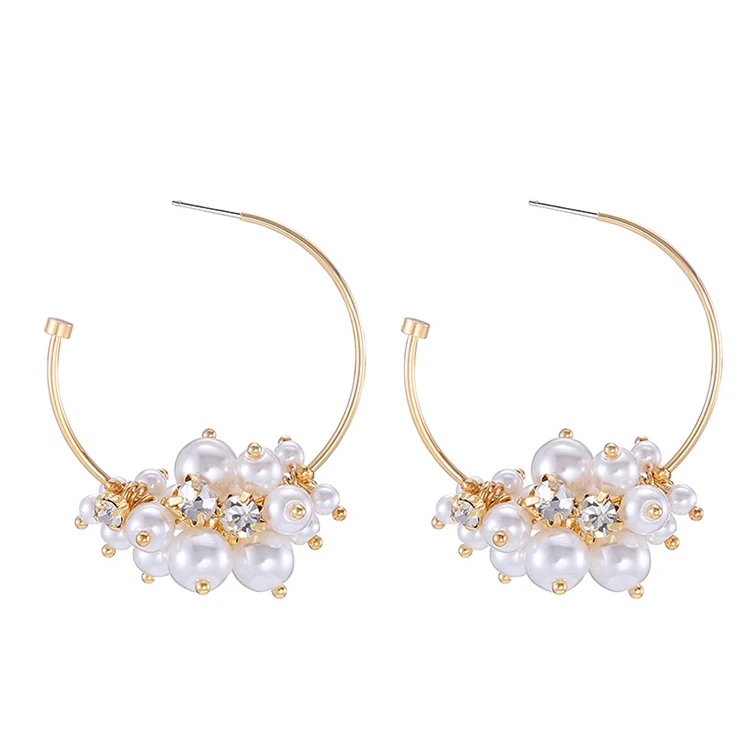 

Irregular Pearls Drop Earrings For Women Chunky Round Circle Hoop Earrings New Punk Pendant Earrings (KDR050), Same as the picture