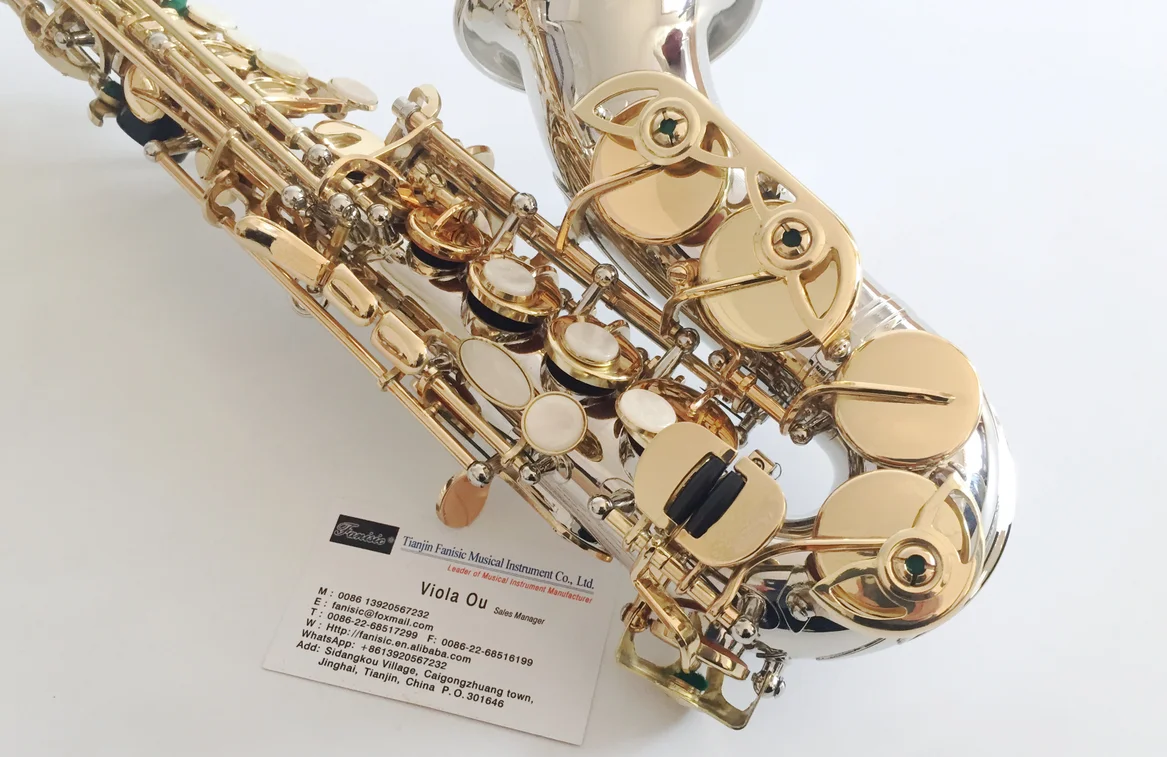 chinese musical instrument brass saxophone nickel plated small curved soprano saxophone