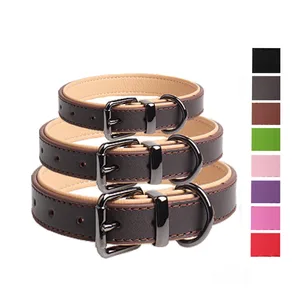 Image of New Fashion E Unique Solid Plain Blank Italian Durable Real Leather Dog Collar