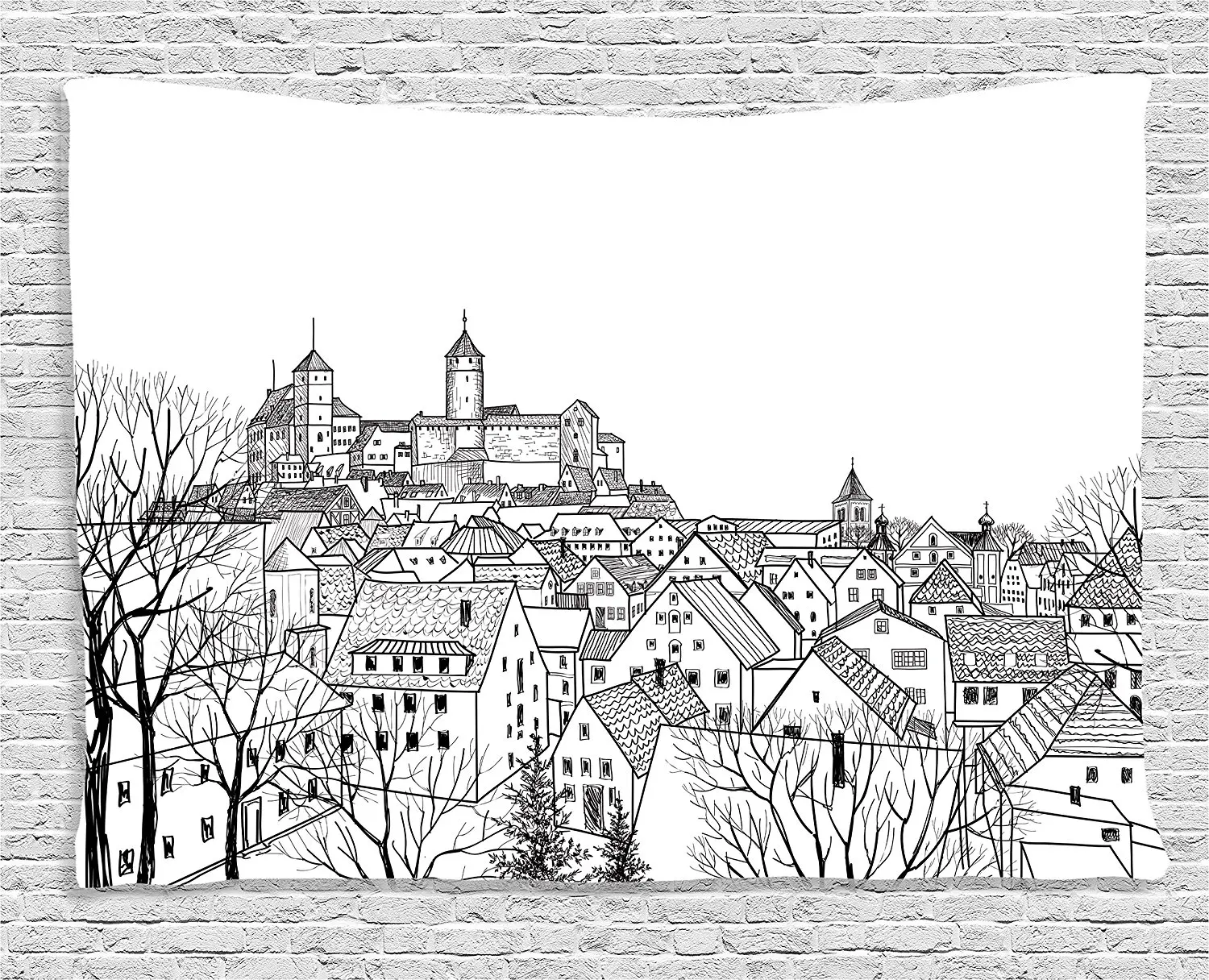 Средневековый город рисунок