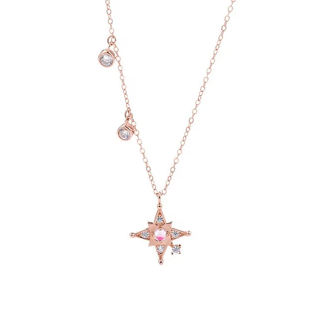 

Lead And Nickel Free Plated Rose Gold Jewelry 925 Sterling Silver Star Necklace