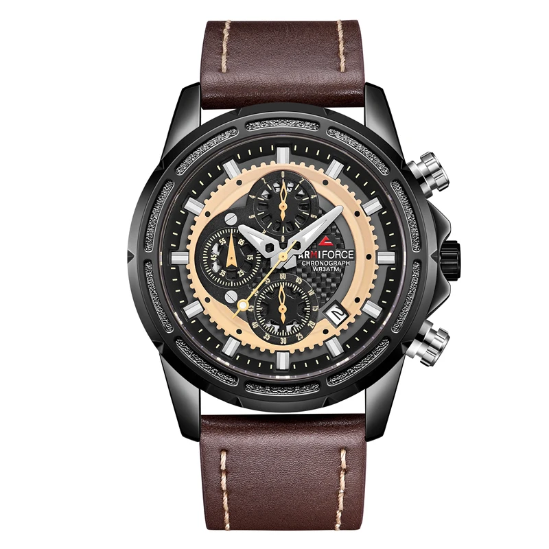 

Top Brand Men Watches Armiforce 8004 Business Chronograph Calendar Clock Quartz Sports Waterproof Luxury Leather Men Wrist Watch