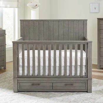 grey wood baby crib