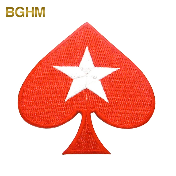 

Retail China Cheap Red Heart Poker Embroidery Patches, Customized color