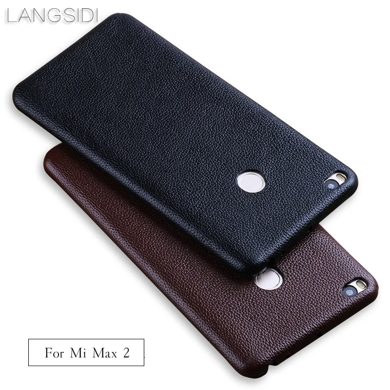 

LANGSIDI For Xiaomi Mi Max 2 case real calf leather back cover / small litchi texture fitted-case For Xiaomi Models
