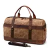 direct factory wholesale custom top vintage crazy horse leather waxed wax canvas travel gym bag