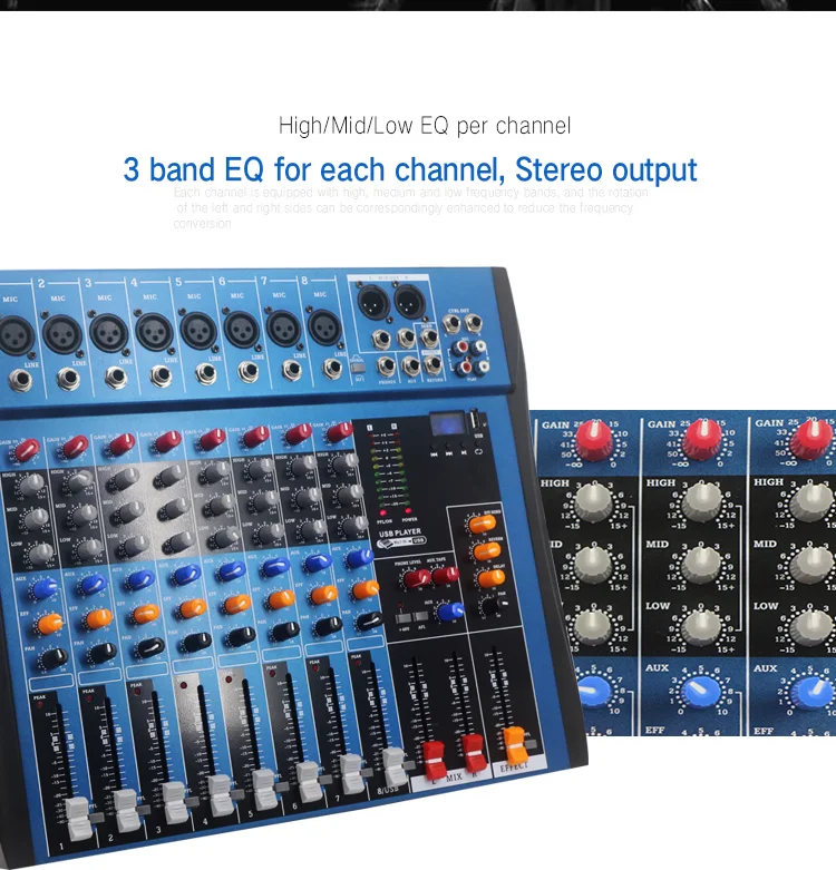 Professional 4/6/8/12/16 Channel Mixer Sound From China Audio Mixer