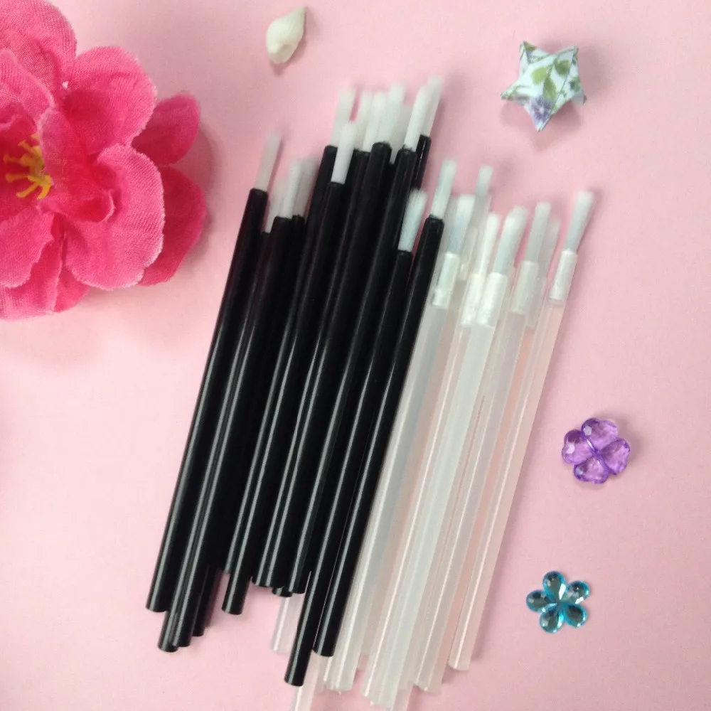 

best disposable mini Lip Brush lip gloss lip liner with brush applicator makeup tool White nylon fibre black stick