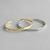 Fashion Accessories Open 925 sterling silver bracelet Simple and irregular concave and convex gold foil pattern ladies bangles