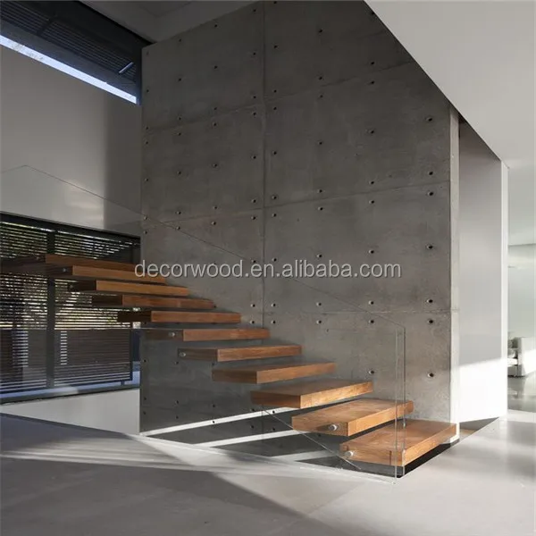 
high quality wooden design thick wood floating staircase 