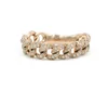 14K Rose Gold Diamond Pave Chain Link Ring Cuban Link Band Ring