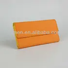 3-FOLD brilhante cor toothpick grain lady longo estilo carteira new laranja