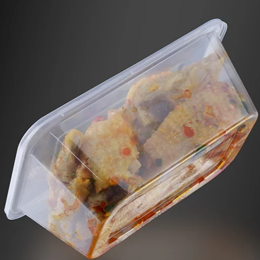 

500ml PP microwave plastic deli container takeaway food box plastic food container leak proof container with lid, Transparent/black