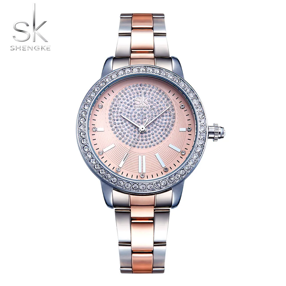 
Shengke Top Brand Luxury Crystal Ladies Quartz Wrist Watches Reloj Mujer Women Stainless Steel Watch Female Relogio Femino 2019 