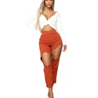 

2019 foreign trade street trend hot selling explosions women's BF big hole jeans
