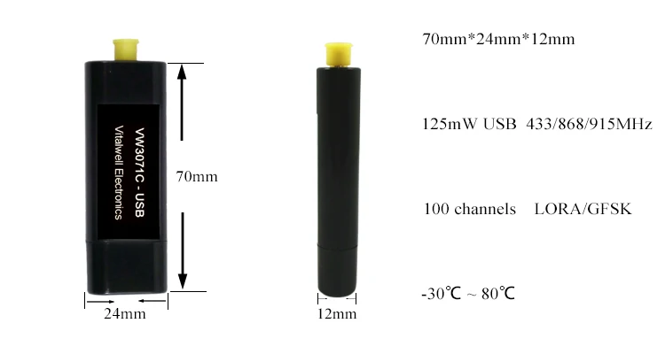 VW3071-USB 125mW LORA/GFSK wireless transmitter module - ANKUX.COM