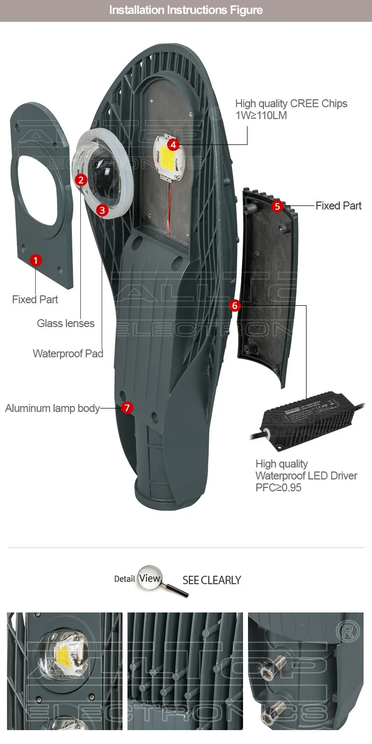 High quality waterproof aluminum casting 100 w led street light