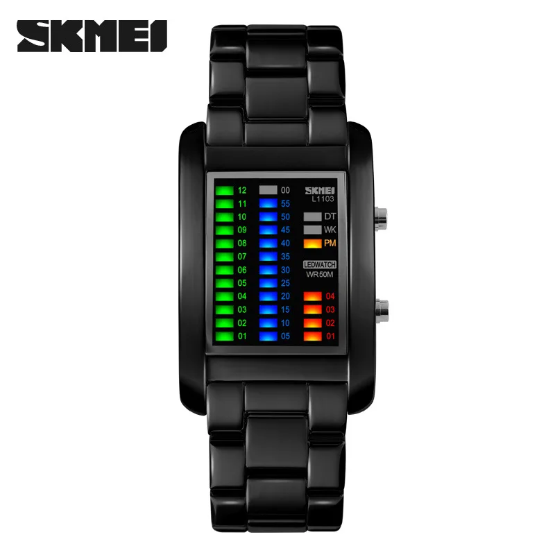 

SKMEI 1103 Electronic LED Water Resistant Digital Wristwatch Men 50M waterproof Wristwatches Brand Men luxury creative Watches, 10colors for choose from