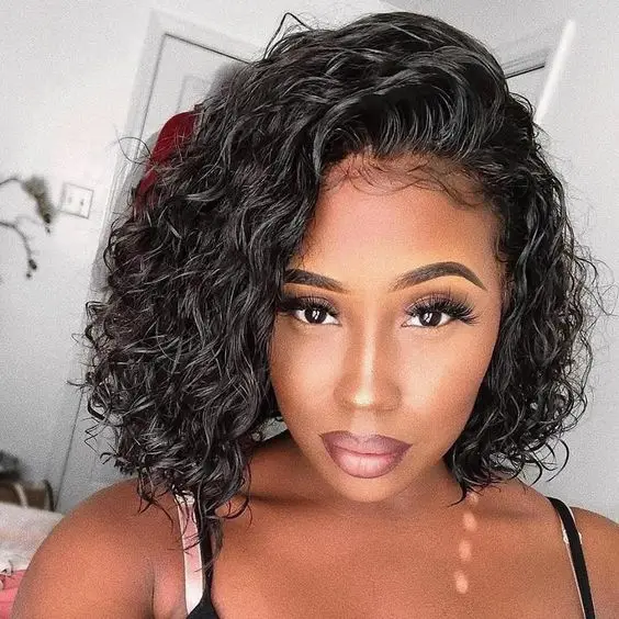 

12inch water wave wig short hair for summer water wave lace front wig wet and wavy water wave human hair wig