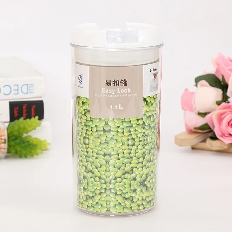 
Factory direct Sale high seal transparent Plastic Airtight 1.1L Round easy lock food containers 