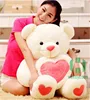 Custom stuff lovely teddy bear giant plush white teddy bear with red heart