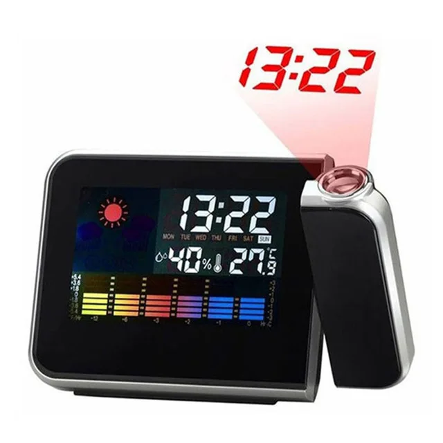 

Desktop Clock Digital Alarm Clock with Projector Color Screen Time Projection Clock Multi-function Weather Calendar Time Watch