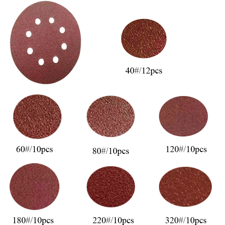 SUPBICCO 5 Inch 8 Hole Sanding Discs – 50 PCS 80 Grit, Hook & Loop, Aluminum Oxide For Orbital Sander