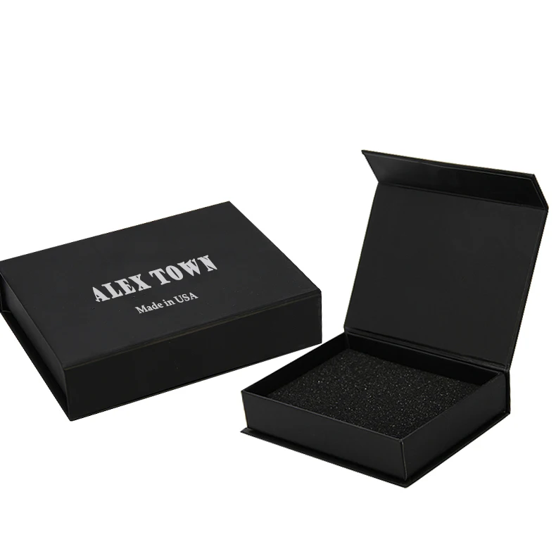 Custom Folded Matte Black Book Shaped Magnetic Cosmetics T Box 