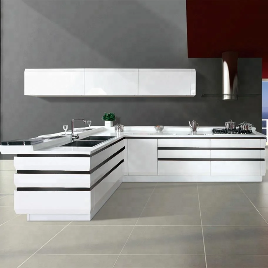 High Glossy Lighting Lacquer Kitchen Cabinets