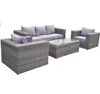 4PC Detachable All Weather Outdoor Wicker Furniture Patio PE Rattan and Garden Deep Seating Group Sofa Set with Cushion
