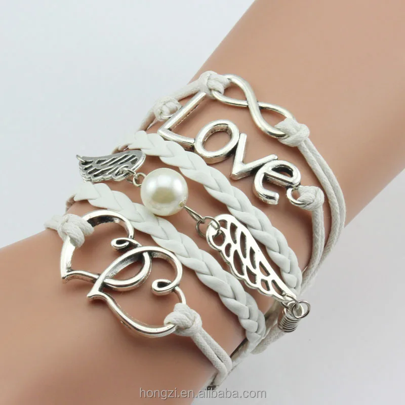 

Bracelets Vintage Owl Bird Anchor wing infinity bracelet Multicolor woven leather bracelet & Bangle, N/a