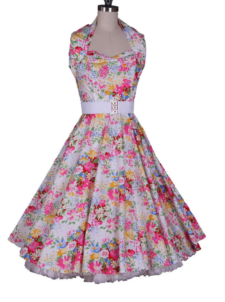 1950s Floral Swing Dress