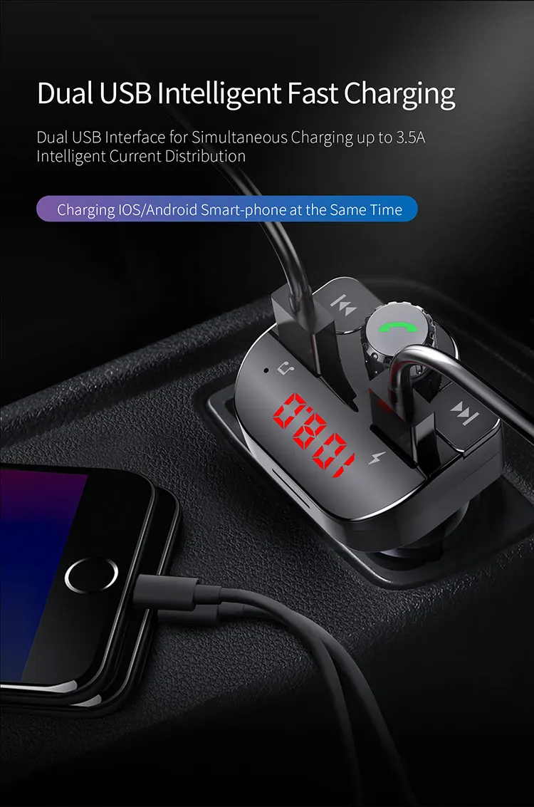 GXYKIT G15 Two USB Ports Car FM Transmitter Bluetooth Car MP3 Player With Bluetooth