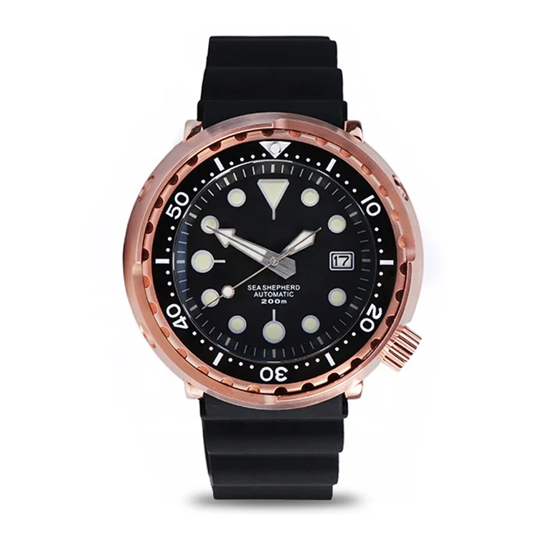 

Hot product for gift high quality low MOQ automatic black rubber watch luxury, Steel color