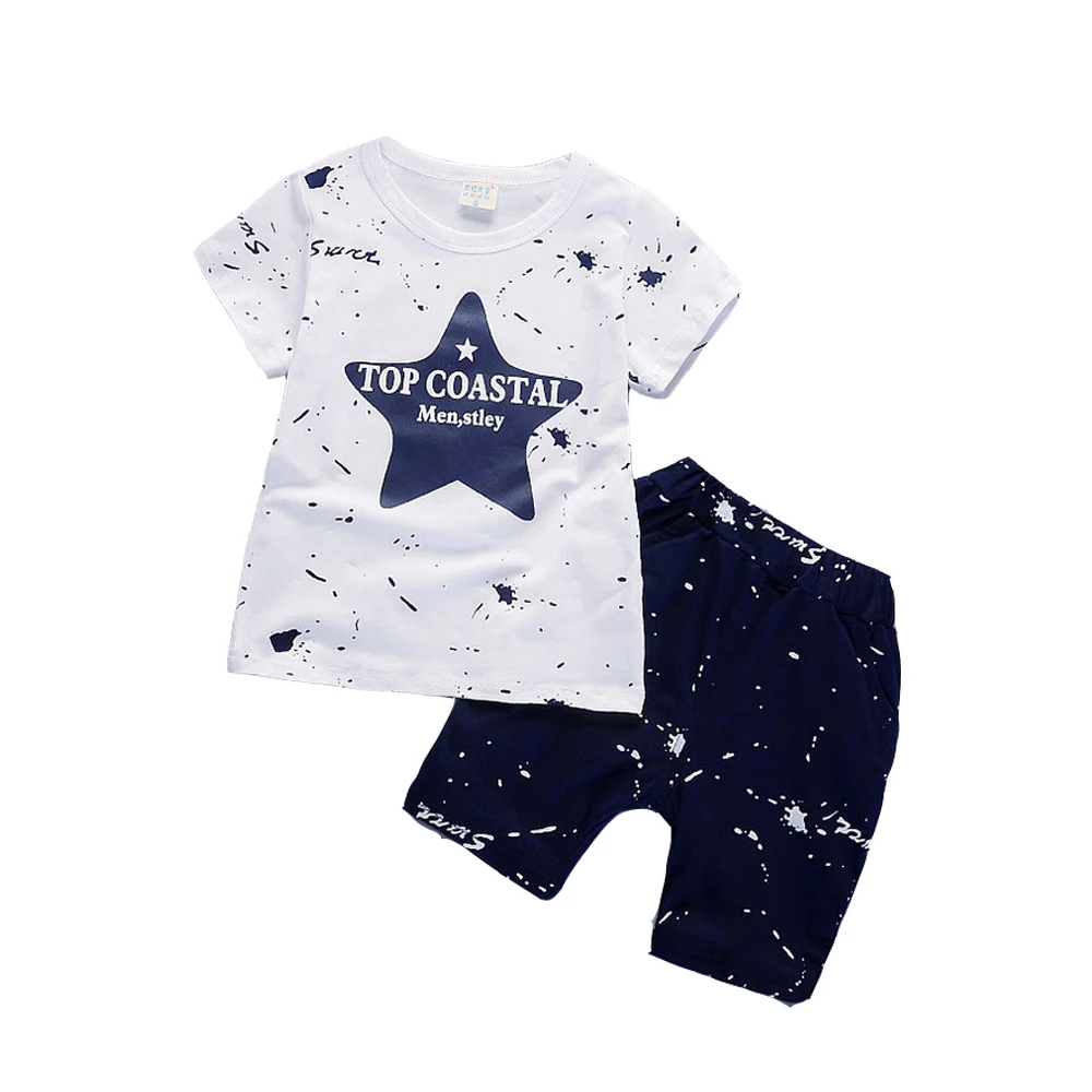 boy sets clothes cotton tops t shirt with short jean pants cheap China wholesale kids clothing