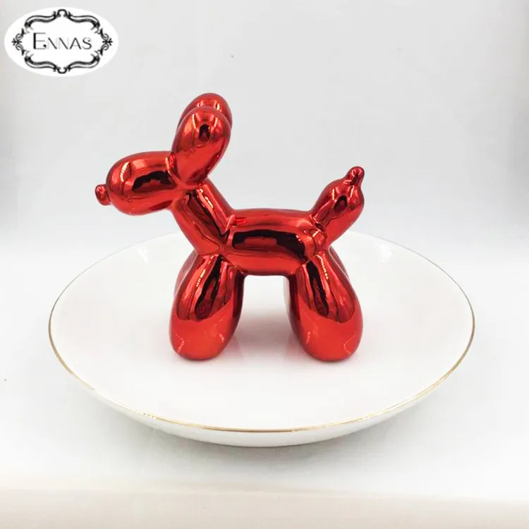 Wholesale cute puppy ceramic jewelry tray home decorations