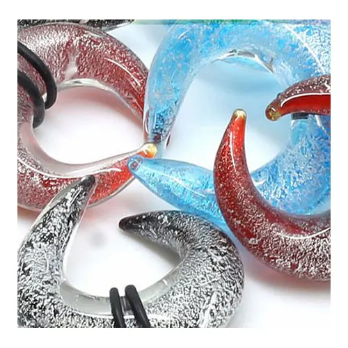 
glitter pyrex glass spiral ear gauge taper 