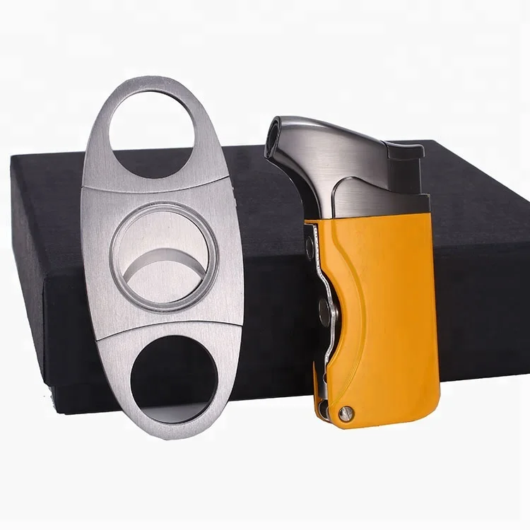 

Cohiba Gift Box Cigar Cutter And Lighter Set High Quality Cigar accessories and Cigar Cutter, Customized or brown