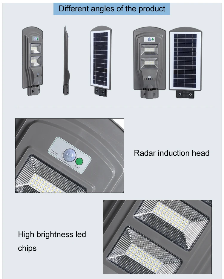ABS plastic solar energy street lights 60w hot sell LED lamps with solar panel