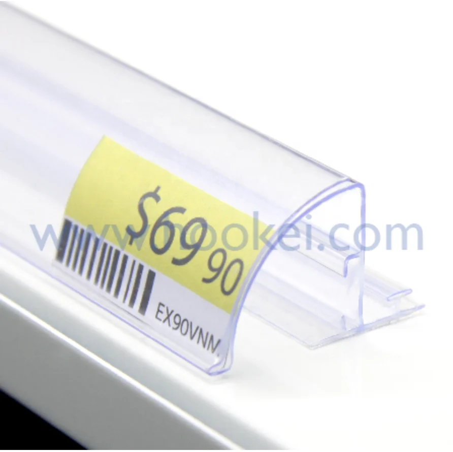 Pvc Plastic Supermarket Shelf Label Holder Price Tag Holder For Glass