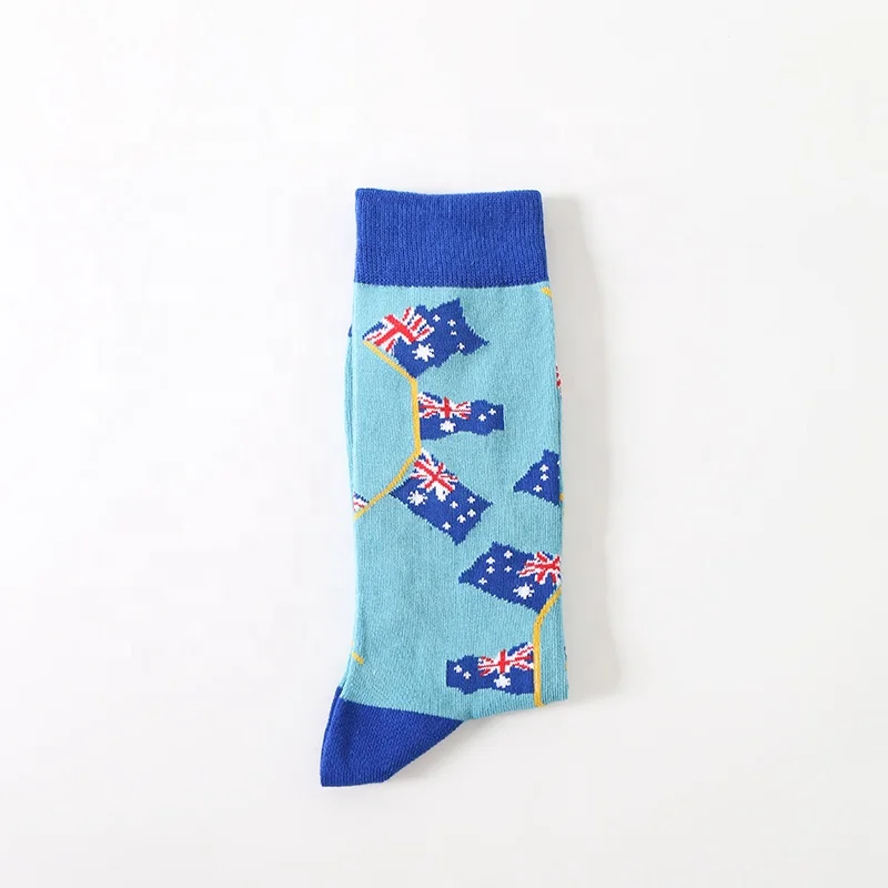 

Fancy crew comfortable bamboo novelty unisex country flag fun dress socks, Blue