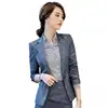 Women's 4 Pieces Office Lady Blazer Business Grey Set Women Suits For Work Skirt Pant Vest Jacket