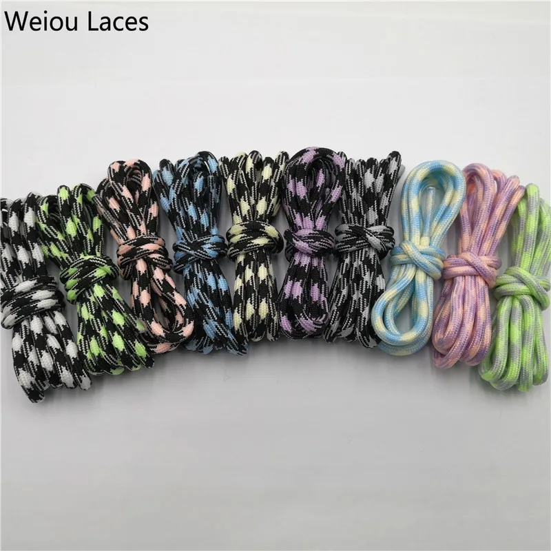 

Weiou 120cm Sport Round Glow In The Dark Shoe Laces Two Colors Mixed Fluorescent Luminous Shoelace For Sneakers Canvas Shoes, 10 colors ,support any panton color customized