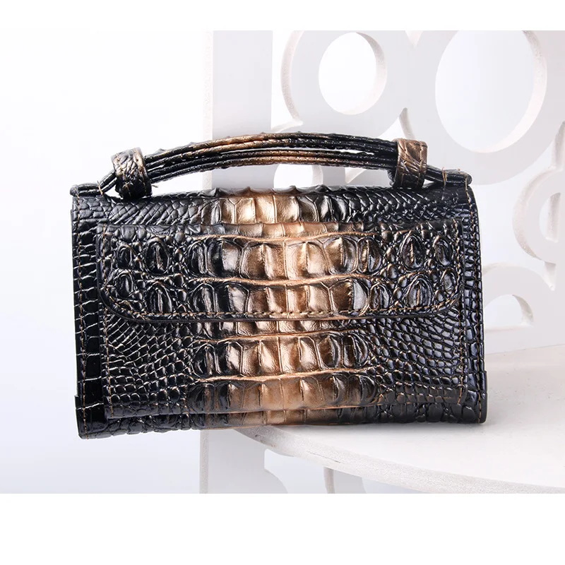 

Crocodile Pattern Leather Wallet for Woman 2019 New Arrival Leather Chain Bag Alligator Head Sexy Wallet Purse