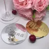 monogrammed round acrylic mirror coaster 4" etched gold mirrored perspex drink coaster for wedding
