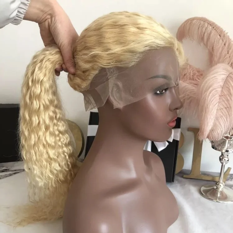 

baoli hair wholesale price 100% blonde human hair curly lace front wigs with baby hair,good quality wigs