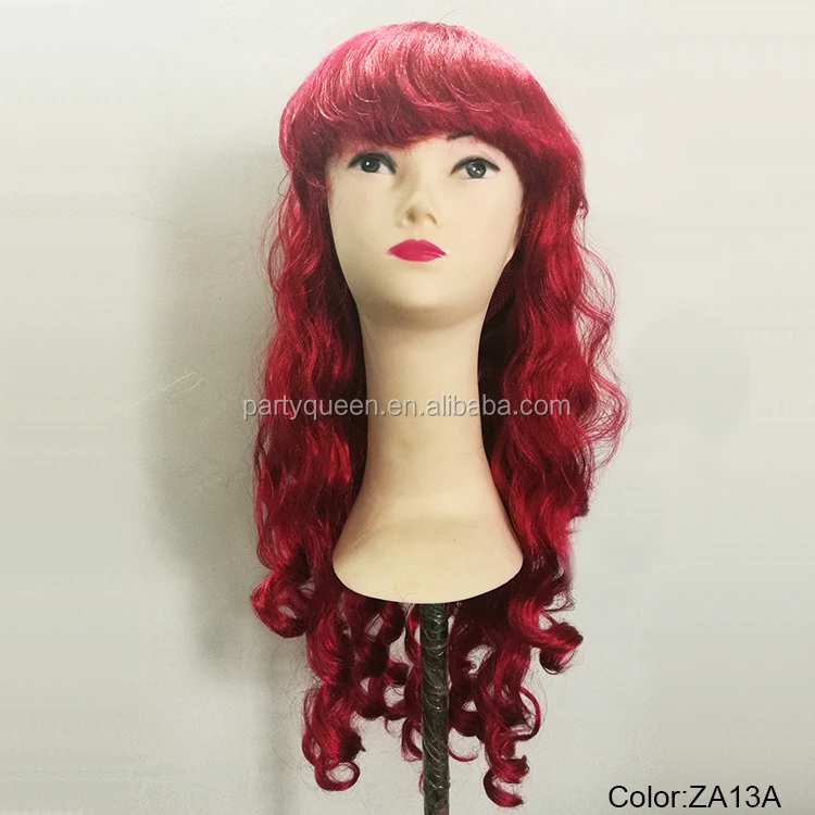 Carnival red curl long party wigs P-W203