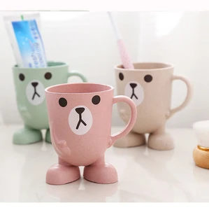 Image of Fashion Colorful Waterproof Funny Kids Toothbrush Cup bamboo fiber kids toothbrush cup bathroom Cups with Toothbrush Holder