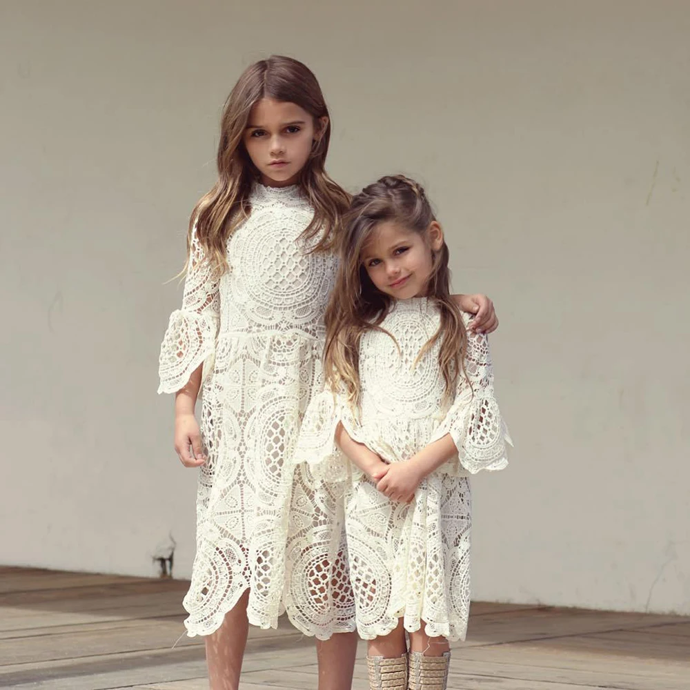 

Summer Autumn New Designs Cotton White Lace Children kids clothing girl dresses